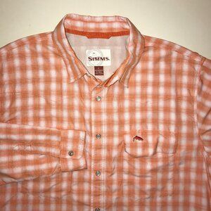 Men's Simms Pearl Snap Button Long Sleeve Vented Shirt-Fishing, Hiking, Size L